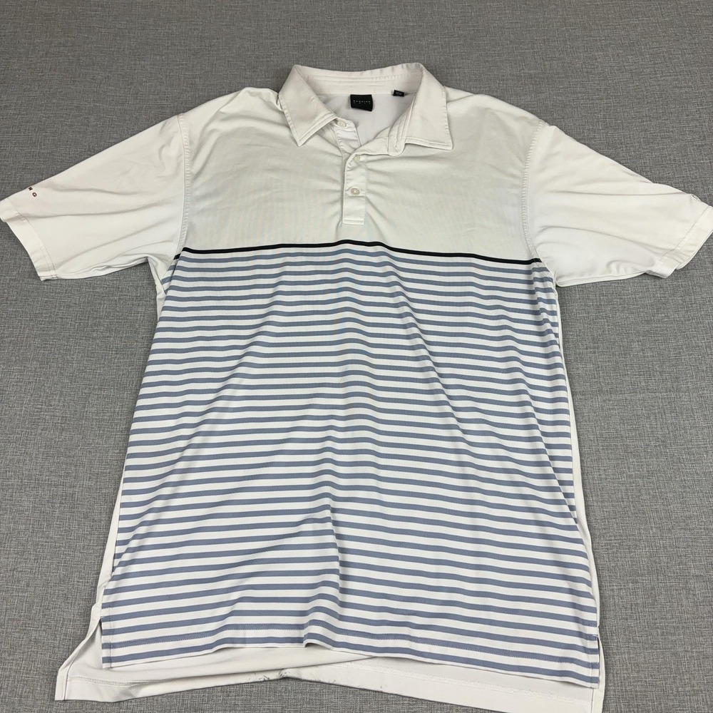 Dunning Golf Polo Shirt Mens XL White Striped Short Sleeve